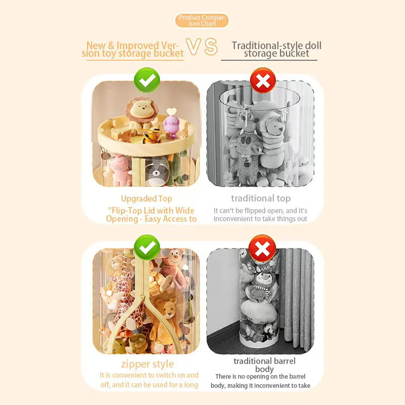 Transparente Puppe Lagerung Box Plüsch Spielzeug Organisation Spielzeug Lagerung Rohr DIY Zipper Bins Kind Weihnachten Geschenk kinder Spielzeug Organizer