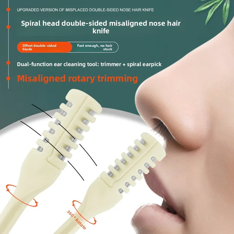 2-in-1-Nasenhaarschneider, 6 Stück Nasenloch-Haarentferner-Werkzeug, doppelseitiges Nasenhaarmesser, manuell 360 °   Rotierender Nasenhaarschneider
