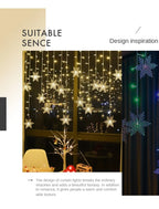 3,2 m lange Weihnachts-Schneeflocken-Vorhang-Lichter – blinkende LED-Lichterkette, wasserdicht für Urlaub, Party, Hochzeit, Weihnachtsbaum-Dekoration