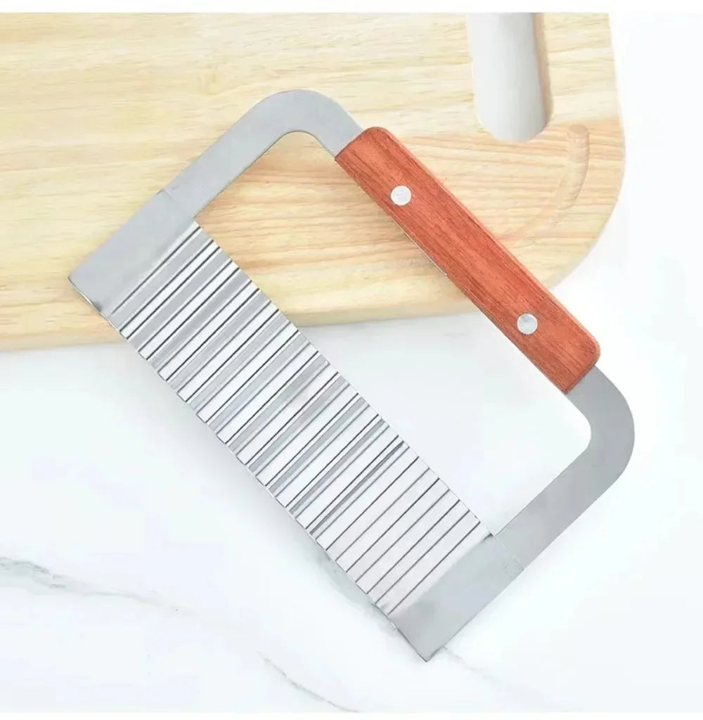 Edelstahl Holzgriff Wellenmesser Wolf Zahn Kartoffelmesser Kartoffelchip Schneiden Wellenmesser Kartoffelzerkleinerer Küchenwerkzeug