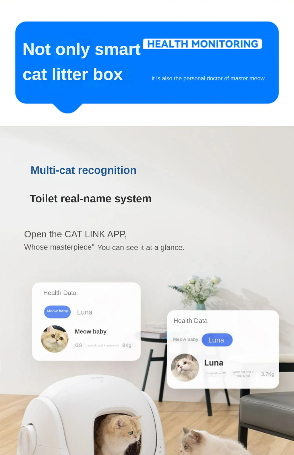 CATLINK Selbstreinigende Katzentoilette, automatische Toilette für Katzen, großer geschlossener Sandkasten, Katzenhaustier, intelligente Artikel, Arenero Gato Cerrado Katzentoilette