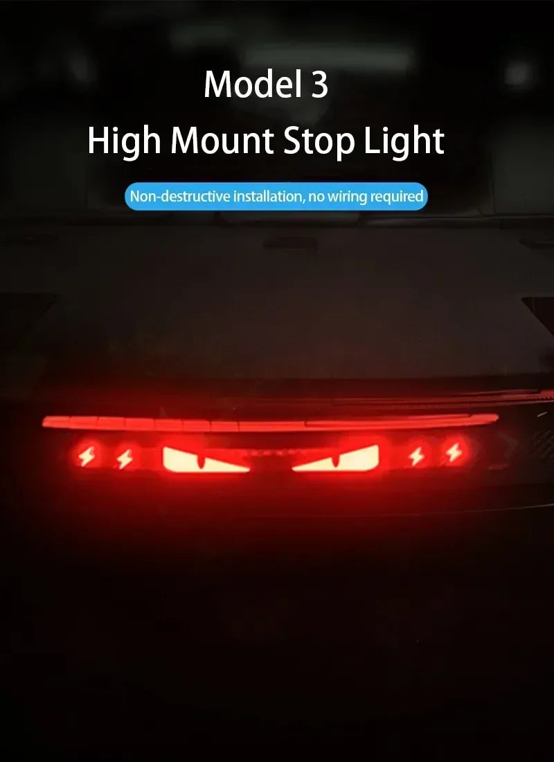 Neu 1 Stück Auto-Aufkleber für Tesla Model 3 Y, Rücklicht-Aufkleber, hochmontiertes Bremslicht, Projektionsbrett, oberes Rücklicht, Emblem-Aufkleber
