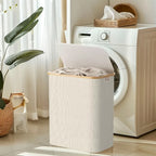 160 l extra großer Wäschekorb mit Deckel, 3 Gitter, Innentaschen, Wäschekorb, Griffe, Klassifizierungsetiketten, faltbarer Wäschekorb