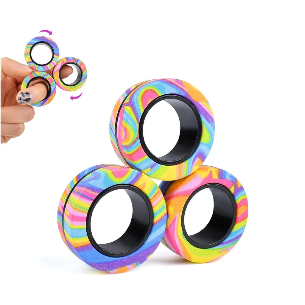 Magnetische Ringe Zappelspielzeug, ADHS Angst Magnetischer Fingerspinner Coolstes Magnet Stressabbau-Spielzeug für Kinder Erwachsene Teenager Geschenke