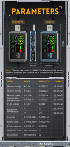 FNB58 USB-Tester, Voltmeter, Amperemeter, Typ C, Schnellladungserkennung, Auslöser, Kapazitätsmessung, Welligkeitsmessung