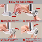 Aufsätze für Lebensmittelwolf aus Metall für alle KitchenAid-Standmixer, Fleischwolf, Wurstfüller, (Kitchenaid-Mixer nicht im Lieferumfang enthalten)