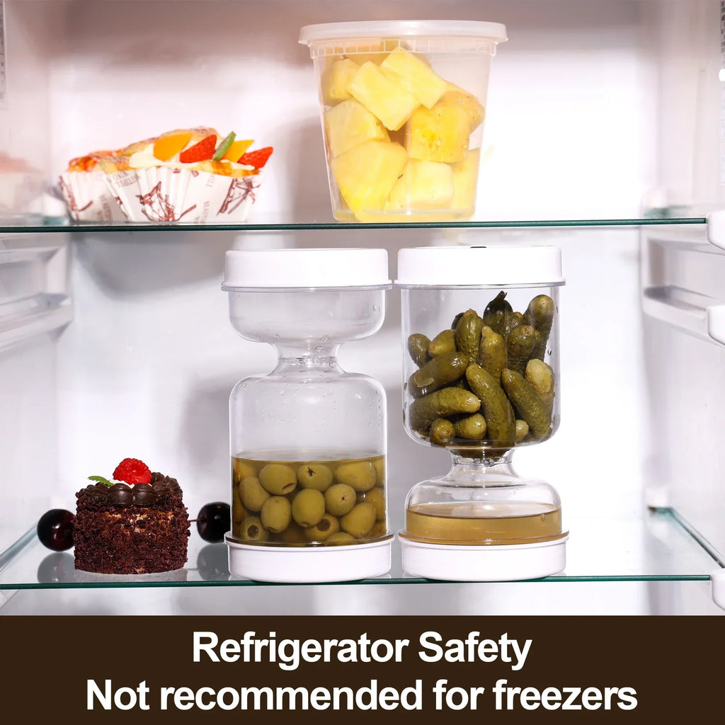 Siebglas für Oliven und Gurken, neuer Olivenbehälter, Sanduhrglas mit Sieb, umklappbarer Gurkenbehälter zur luftdichten Aufbewahrung von Lebensmitteln