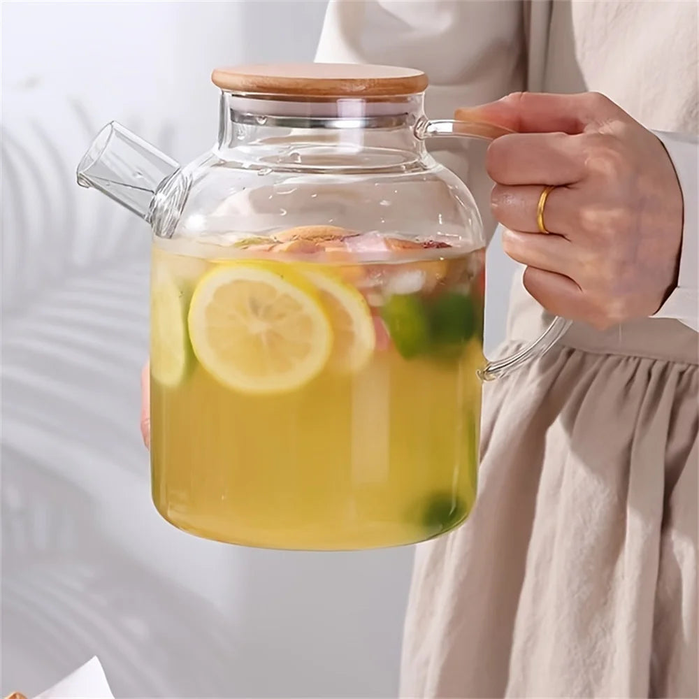 1 l/1,8 l große Kapazität Glas-Teekanne, hochtemperaturbeständiger Wasserkocher für gedämpftes Saft, Obst- und Eistee, Zugang zu Hause und in der Küche
