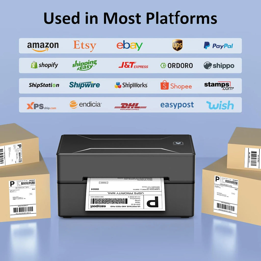 Bluetooth-HD-Drucker D100, Schwarz, tragbarer Thermo-Etikettendrucker für kleine Versandetiketten, kompatibel mit iPhone, Android, Mac, Windows