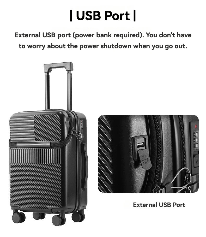 Hartschalen-Koffer mit USB-Ladeanschluss & Frontöffnung – 20"/22"/24"/26"
