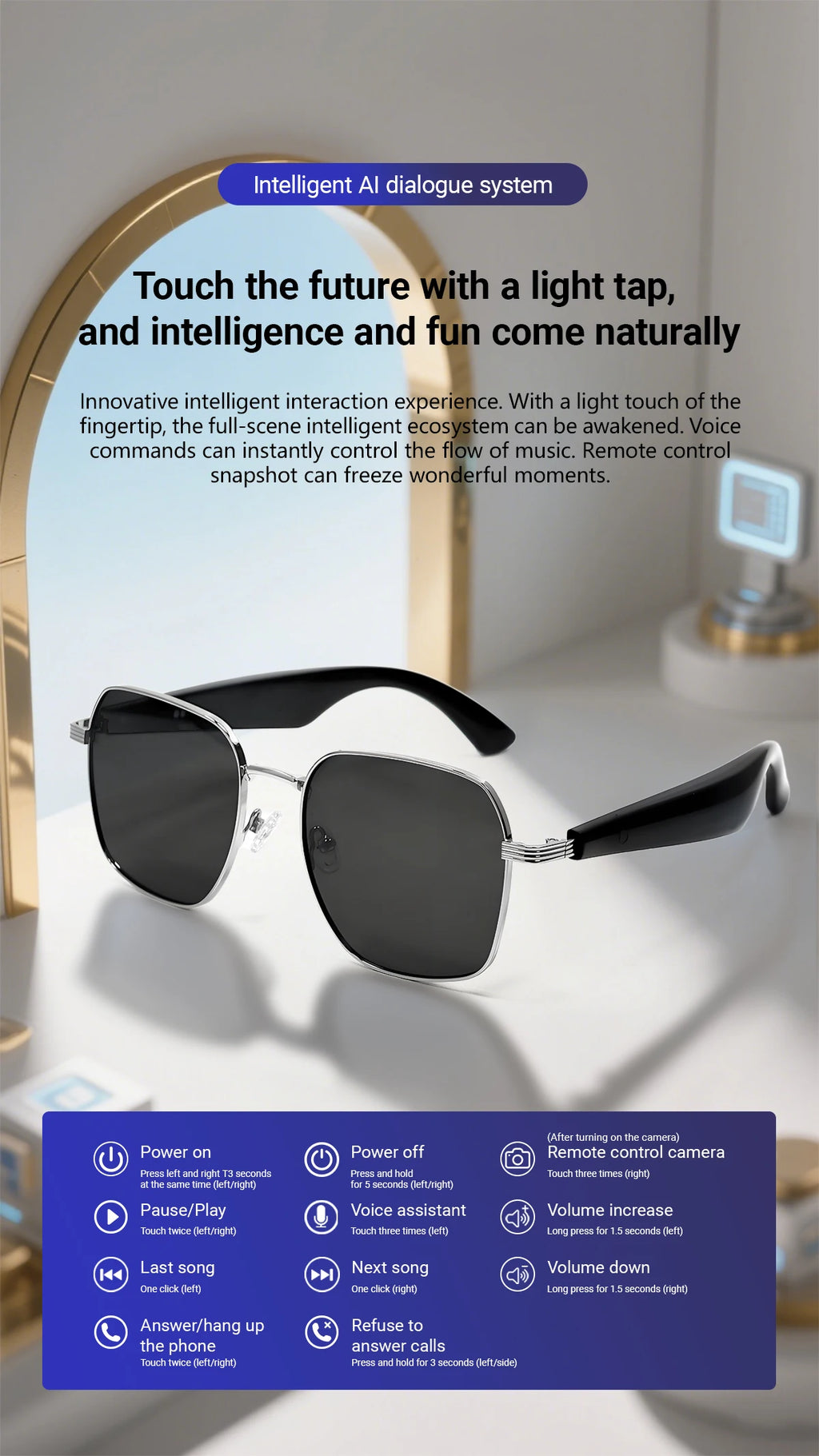 GY200 Smart Glasses 100+ Online-Sprache AI Automatische Dialogübersetzung Bluetooth-Brille mit Lautsprecher Sport UV-Schutz