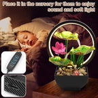 Tisch-Wasserbrunnen, USB-betriebener Entspannungs-Desktop-Wasserfallbrunnen mit natürlichen Felsen und LED-Ringlichtern für die Inneneinrichtung