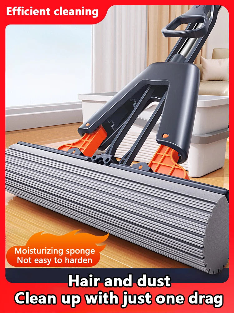 Gepresster selbstentleerender Gummi-Baumwollmopp, freihändiger magischer selbstreinigender Flachmopp, wiederverwendbarer Schwamm, Haushalts-Bodenreinigungswerkzeug