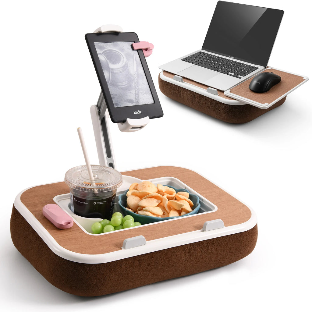 Oatsbasf Kissenständer mit Stauraum 360° °   Drehbarer Clip-Ständer für 4,7–13 Zoll große Telefon-Tablets, Kindle 15 Zoll Laptop-Kissen, Schoßschreibtisch