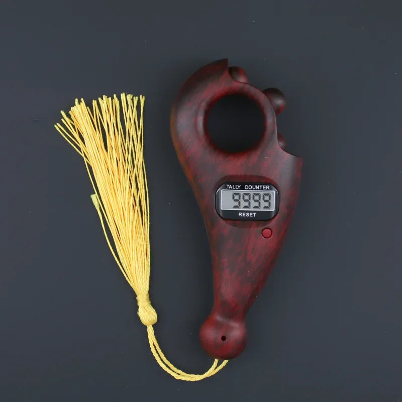 Holz-Fingerzähler Tasbih – 0–9999, Stummschaltung, Automatische Abschaltung | Mahagoni, Rosenholz & Nanmu | SHENGMEIYU