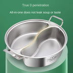 Doppelter Hot Pot aus Edelstahl 316, unterteilt, für chinesische Suppen, 32/34 cm, Induktionskochfeld