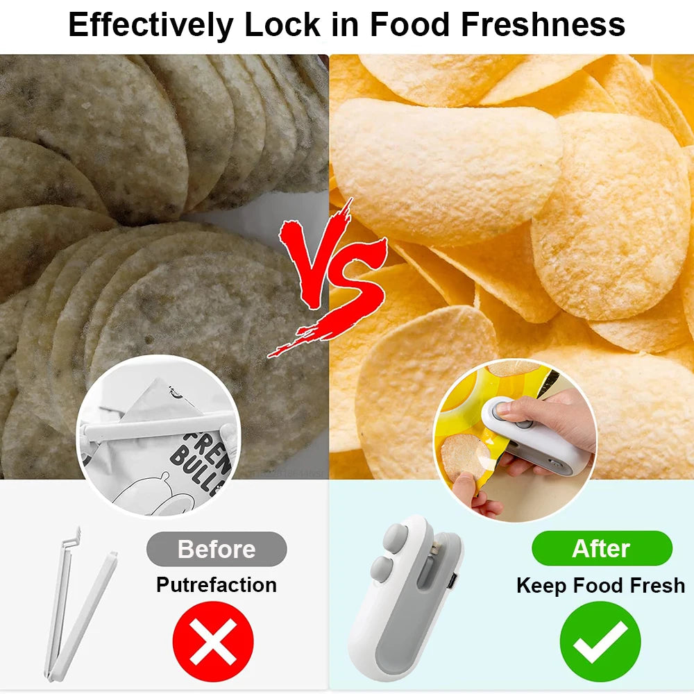 Mini-Heißbeutel-Versiegelungsmaschine, Paketversiegelungsbeutel, Kunststoff-Lebensmittelversiegelungsclip-Tasche, Handversiegelung, Lebensmittelverpackung, Heißsiegelgerät