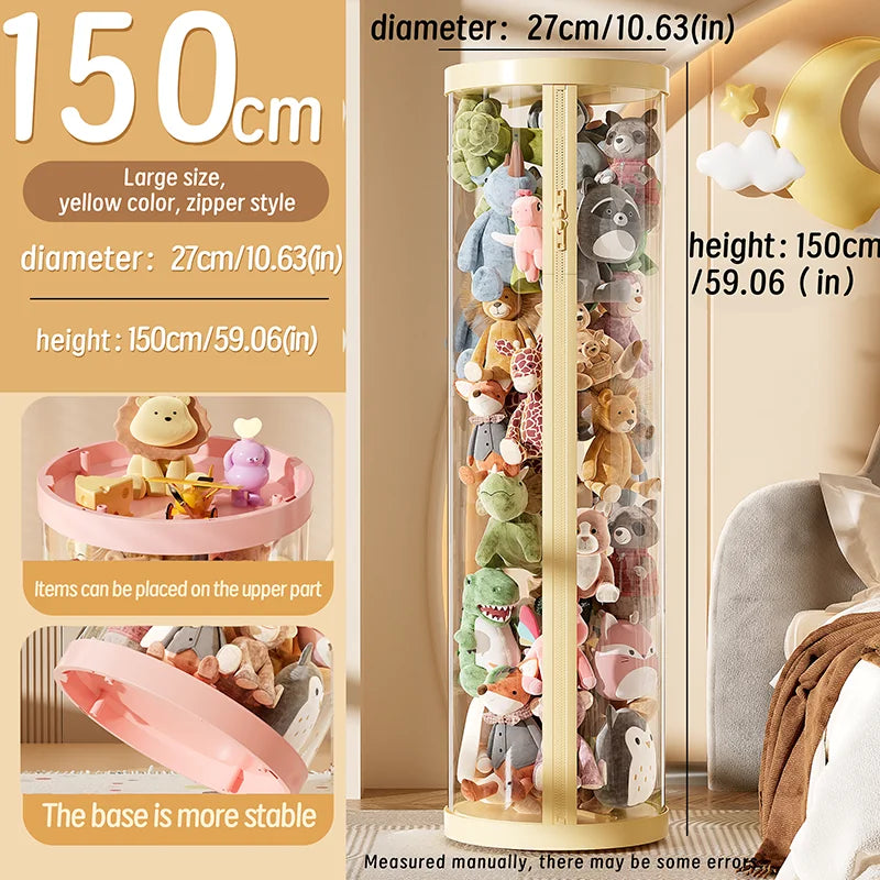Transparente Puppe Lagerung Box Plüsch Spielzeug Organisation Spielzeug Lagerung Rohr DIY Zipper Bins Kind Weihnachten Geschenk kinder Spielzeug Organizer