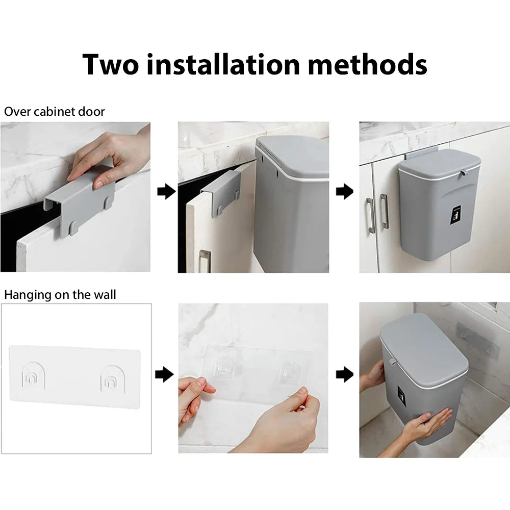 7L Mülleimer Hängender Mülleimer Küche Badezimmer Müllaufbewahrung Wandmontage mit Deckel Aufbewahrungsbehälter Küchenabfallbehälter