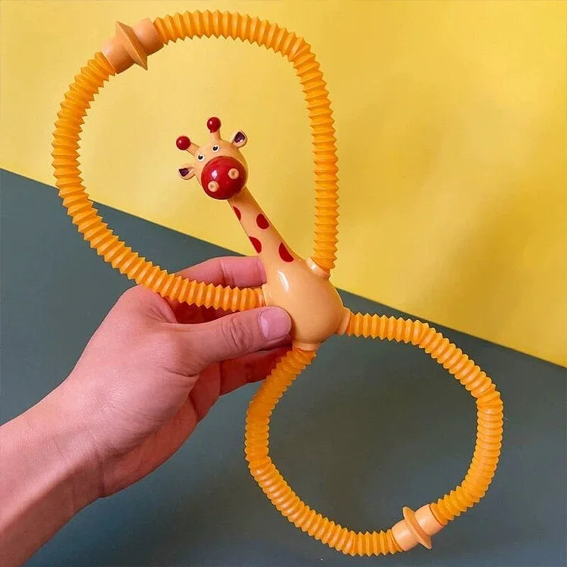Kinder Saugnapf Spielzeug Pop Tubes Stress Relief Teleskop Giraffe Hand Spielzeug Sensorischen Faltenbalg Spielzeug Anti-stress Squeeze Spielzeug geschenk