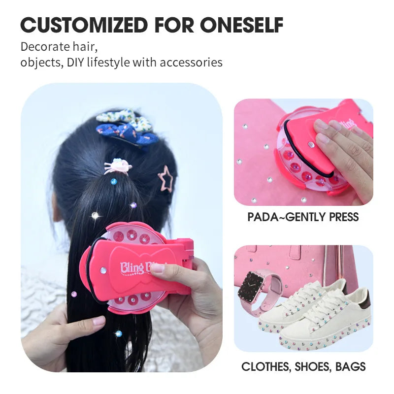 Magie Blingbling Mädchen Haar Diamant Bohrer Maschine DIY Pretend Play Werkzeug kinder Pädagogisches Spielzeug Kunststoff Diamant Aufkleber Ap...