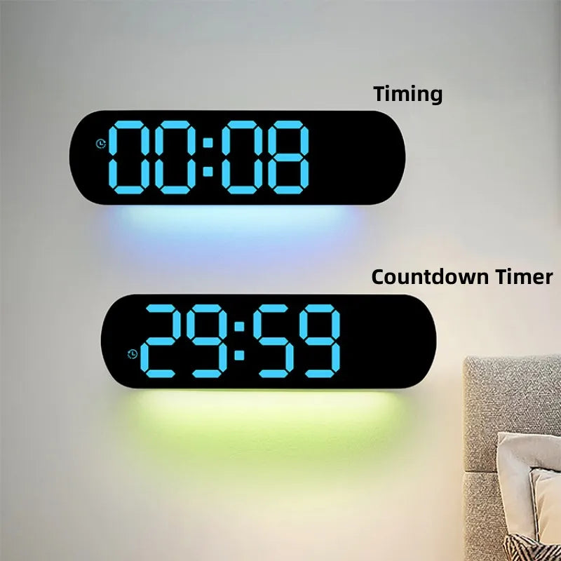 13,78 Zoll Fernbedienung, digitale Wanduhr, Stimmungsbeleuchtung, Timing, Countdown, 2, Alarm, automatischer Dimmer, DST-Stecker, Verwendung, LED-Wecker