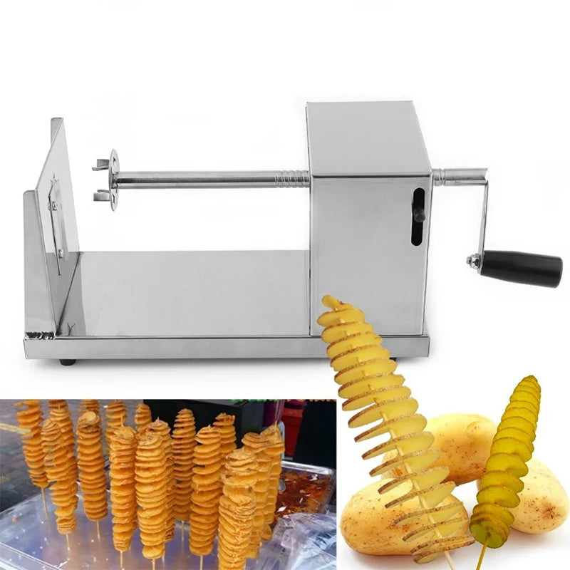 Kartoffelschneider Tornado, halbautomatische Dehnspirale aus dickem Edelstahl, manuelle Schneidemaschine, französische Frittiermaschine, Gemüseschneider