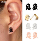 SMJEL Niedliche Tier-Hirsch-Ohrstecker, kleine Lebkuchenmann-Schneeflocken-Ohrringe für Mädchen, Edelstahl, Weihnachtsschmuck, Brincos