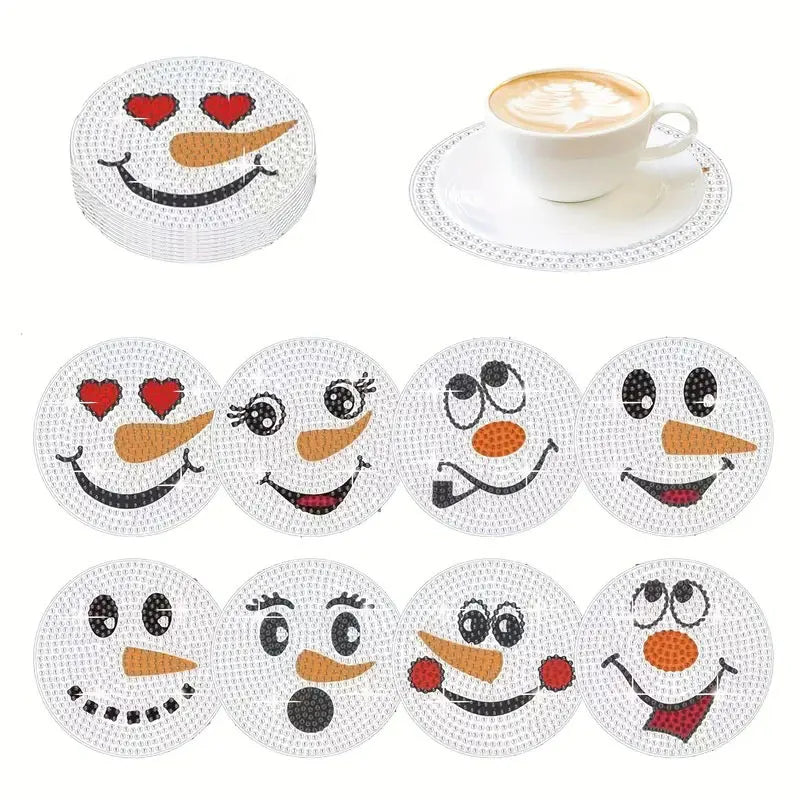 8-teiliges DIY-Diamant-Malerei-Kunstset mit Weihnachtsmotiv, Handwerkskunst, rutschfeste Untersetzer aus Holz ohne Klammern