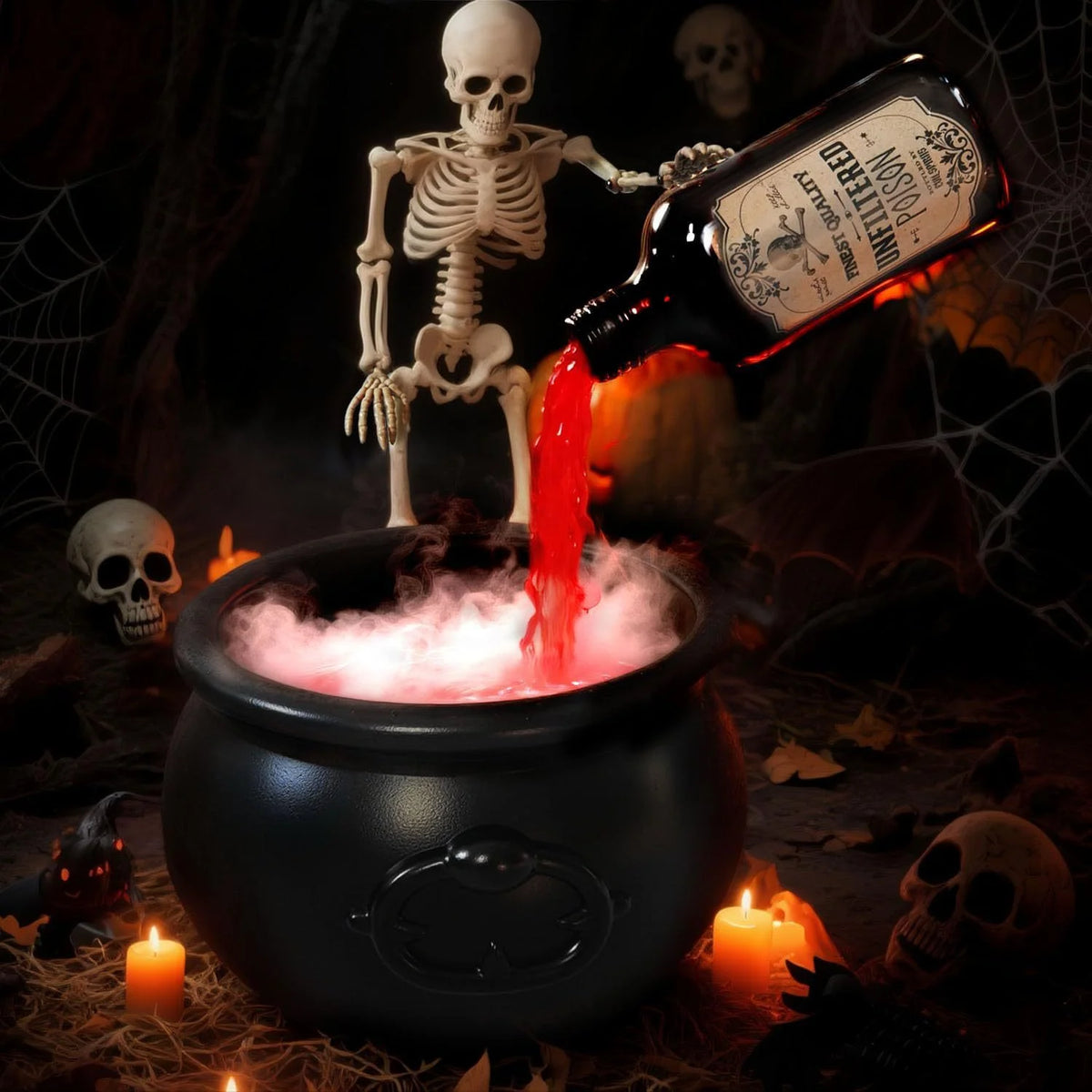 Halloween Hexenkessel mit LED & Nebelmaschine – Schwebende Tränkflasche, Grüner Nebel