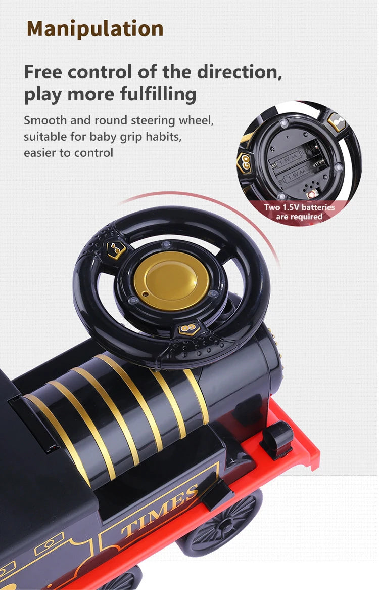 Kinder Zug Reiten Spielzeug Ailway Klassische Elektrische Modell Kann EINE Kleine Zug Schiene Auto Kinder Baby Walker Kinderwagen Spielzeug Jungen