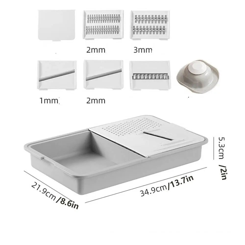 Vielseitiger manueller Gemüseschneider, Schäler, Werkzeug mit Ablagefach, Küchenhelfer, effizienter tragbarer Karottenzerkleinerer