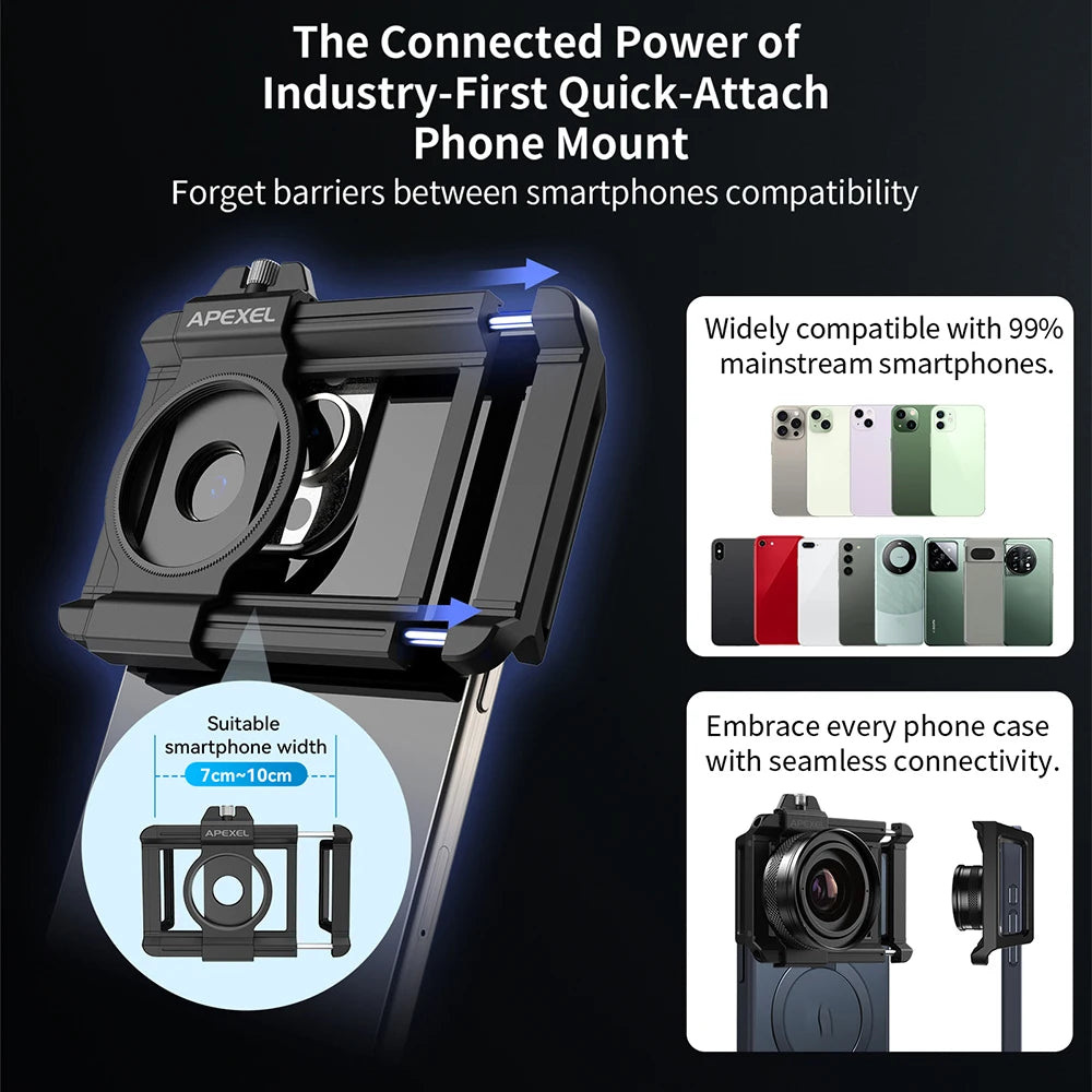 APEXEL 10-20x Zoom-Makroobjektiv-Set, Makrofotografie mit Smartphone und Universalclip für iPhone, Samsung, Xiaomi und die meisten anderen Smartphones