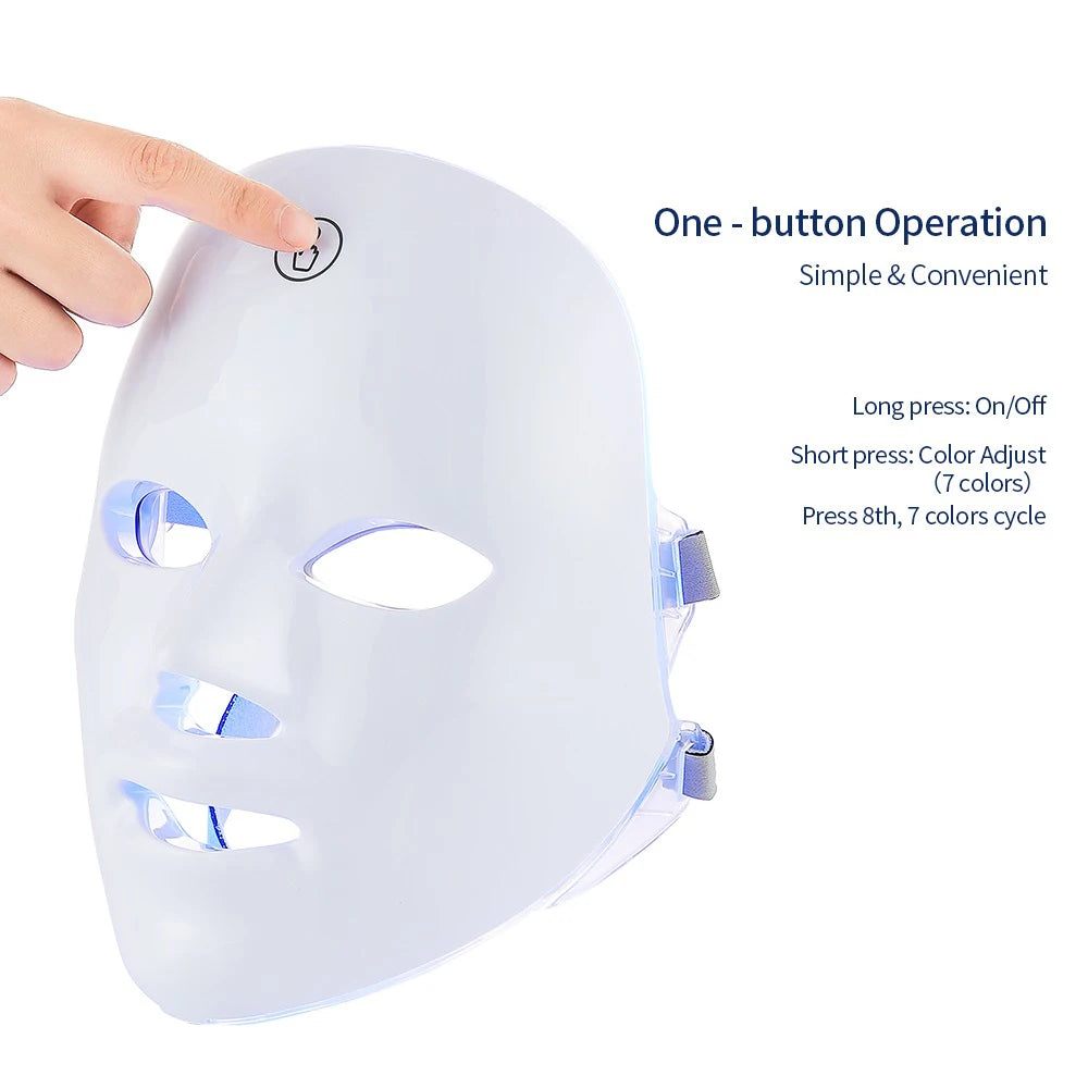 Wiederaufladbare LED-Gesichtsmaske, 7 Farben, LED-Photon-Schönheitsmaske, Hautverjüngung, Zuhause, Gesichtsstraffung, Aufhellung, Hautpflege, Schönheitsmaske