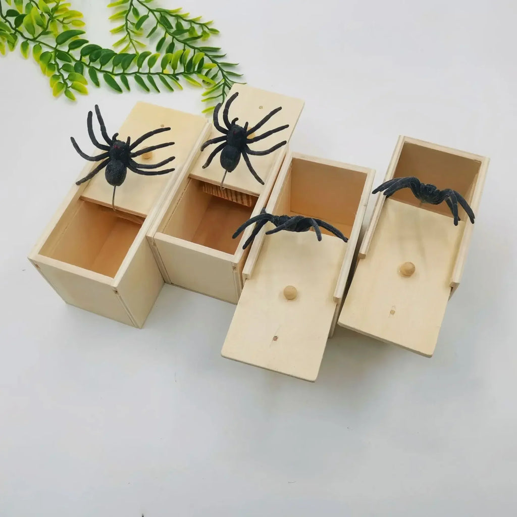 Trick Spider, Lustige Schreckensbox, Versteckte Holzbox, Hochwertiger Streich Holz Schreckensbox, Lustiges Spiel, Streich Trick Freund Bürospielzeug