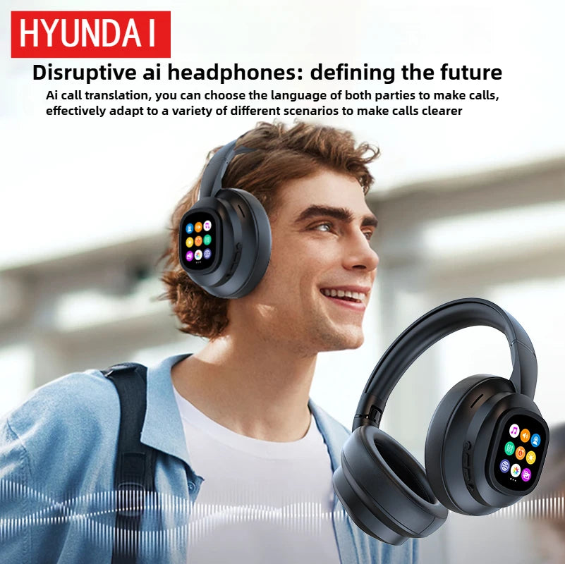 HYUNDAI X1PRO Bluetooth 6.0 Kopfhörer – KI-Übersetzung 100+ Sprachen | Touch-Control LED-Display