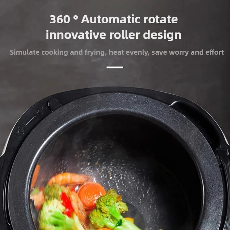 220V 6L 360° °   Trommeltyp-Smart-Wok-Maschine, automatischer Kochroboter für die Küche zu Hause mit Multifunktion, 2000 W leistungsstarke Feuerkraft