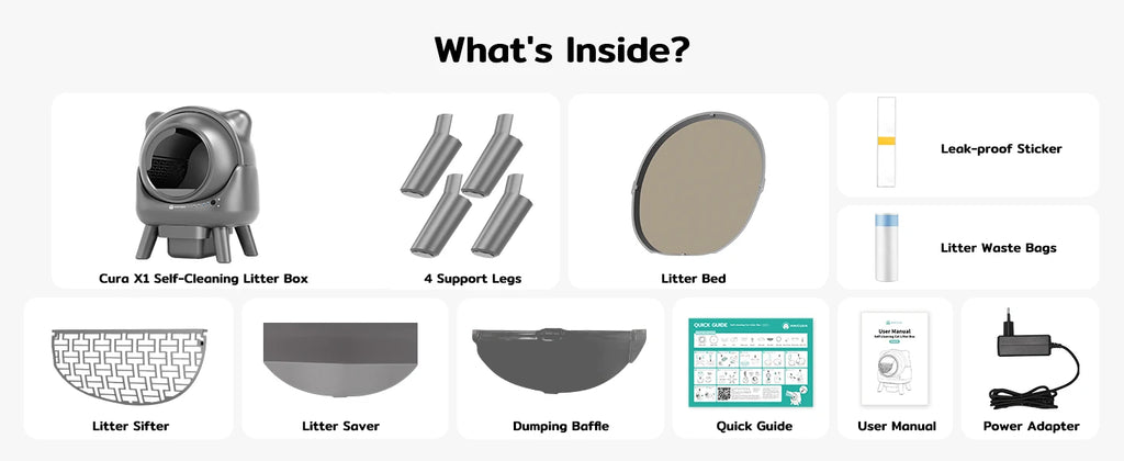 Amicura Cura X1 Automatische Katzentoilette, selbstreinigend, mit App-Steuerung, Sicherheitssensor, leicht zu reinigendes elektrisches Katzentoilett