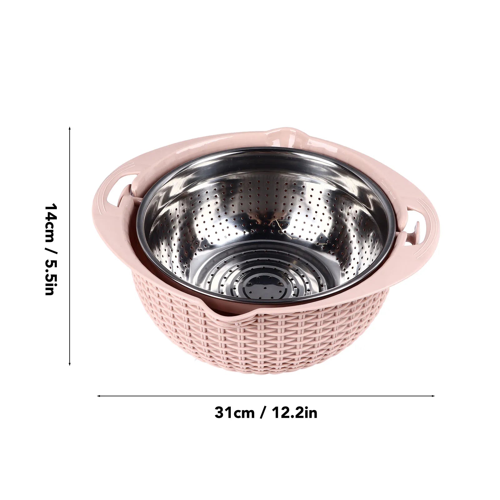 4-in-1-Siebschüssel mit Schneidwerkzeugen, drehbares Sieb, 2-lagiger ergonomischer Griff, vielseitige Gemüsewaschschüssel