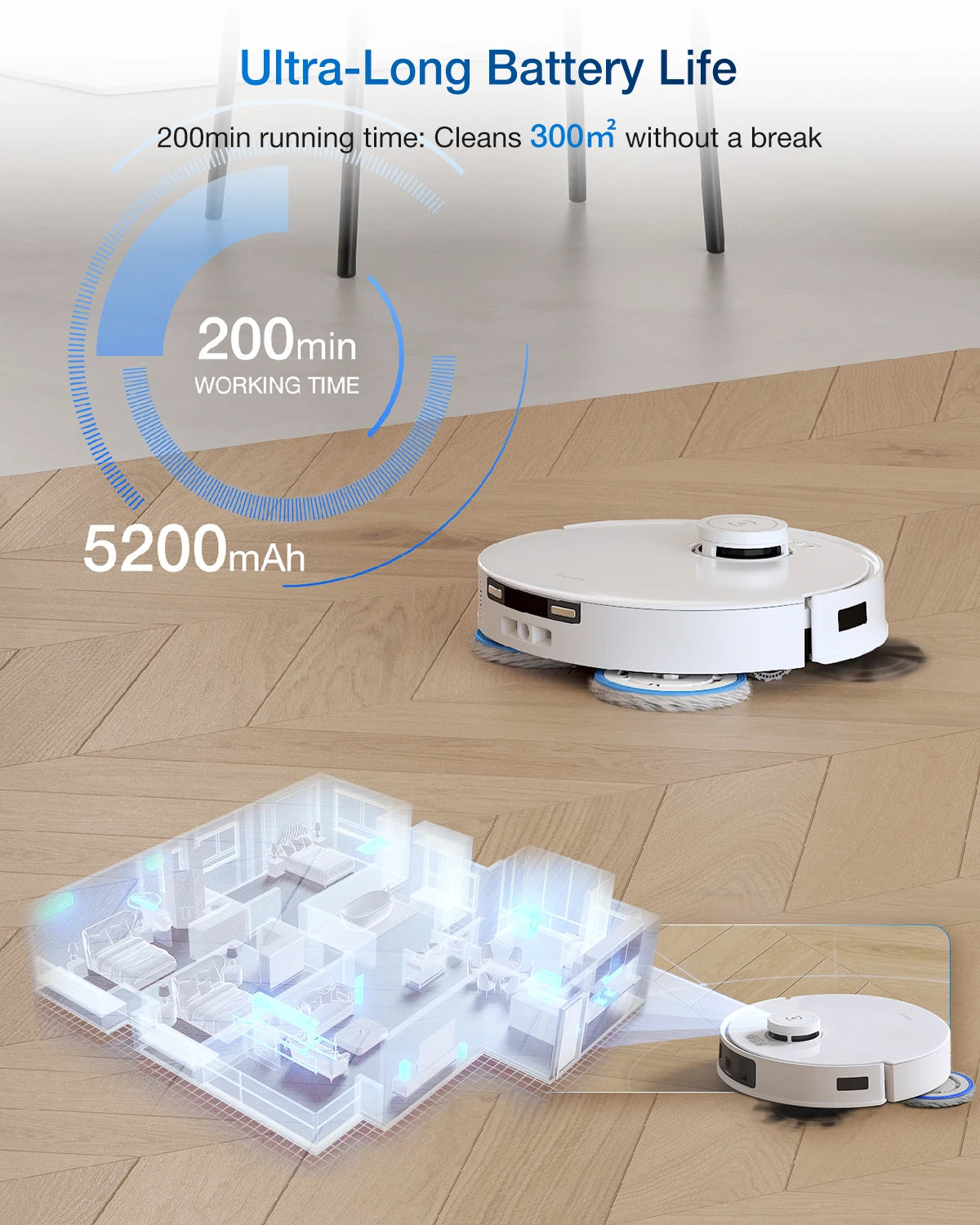 ECOVACS T30C Pro Omni GEN 2 Staubsaugerroboter, Kehren, 25.000 Pa, Staubsaugersammler, Heißluft-Trockenbodenreinigung, Haushaltsgeräte