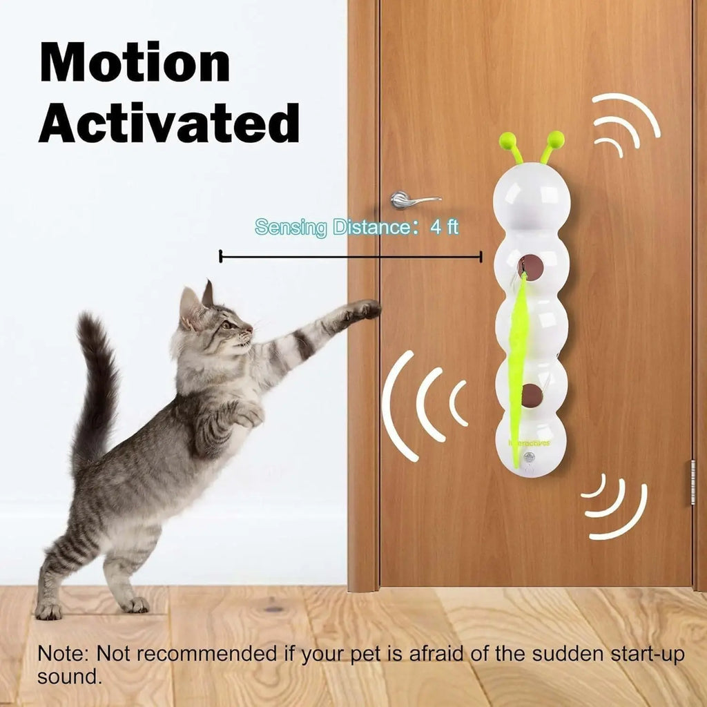 Motion Cat Toy, 2025, Neu Wusel Wurm Katzenspielzeug mit Saugnapf, Smart Motion Katzen Spielzeug mit Wurmdesign Wand & Window Mo