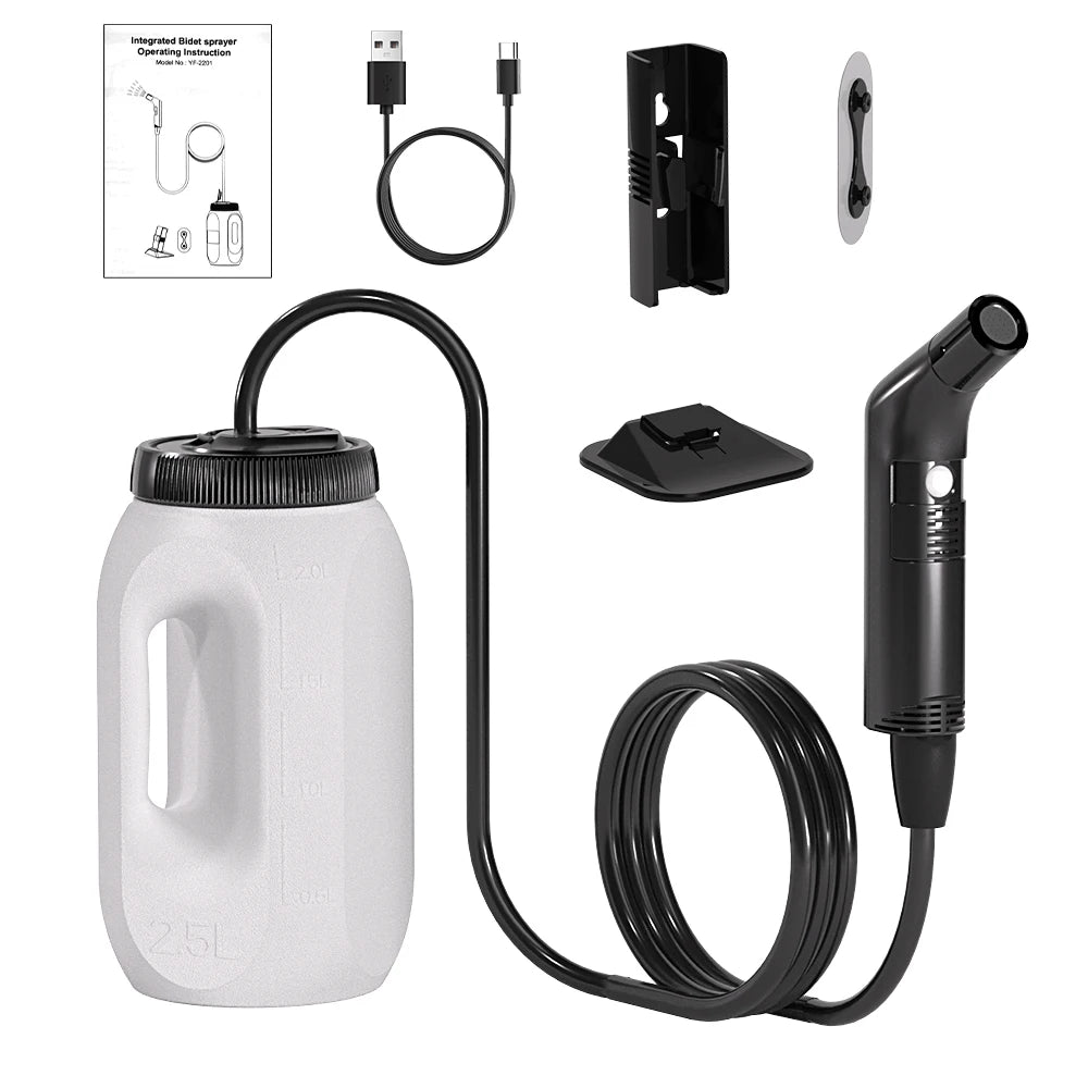 2,5 l tragbares elektrisches Bidet, wiederaufladbar, Shataf-Handbidet, Po-Sprühgerät für die persönliche Hygiene, Reinigung, Reisen, Camping, Bidet