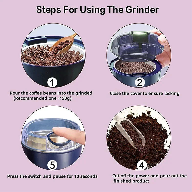 2024 neue kleine elektrische Mahlmaschine Getreide mühle Kaffeemühle Edelstahl Nüsse Bohnen Körner Mühle Kräuter für die Küche