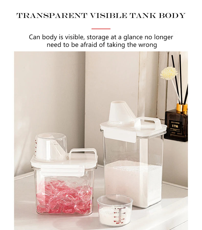 Boîte de rangement hermétique de 2 300 ml pour lessive en poudre, avec couvercle, pour céréales et eau de Javel, avec étiquettes