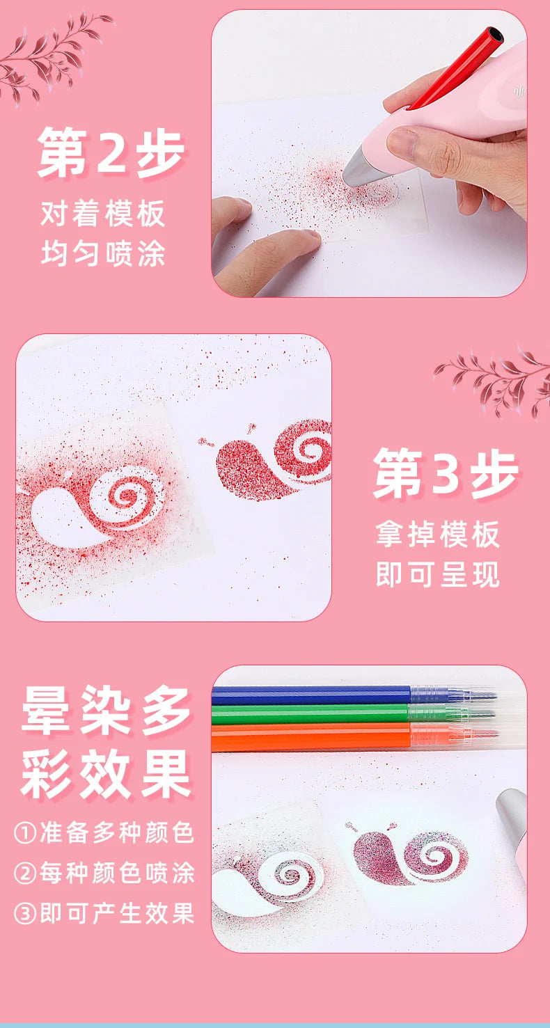 Elektrische Airbrush Aquarell Stift Set Multi-funktion Farbe Inkjet Stift Elektrische Spray Kunst Stift 12 Farben Hand bemalt