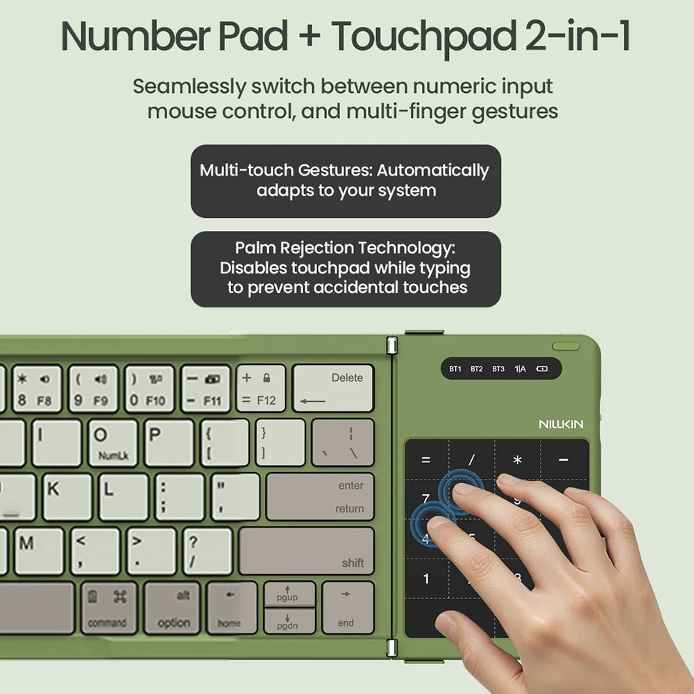 NILLKIN Klappbare Bluetooth-Spieltastatur, kabellos, iPad, Handy, Tablet, universelles Notebook, kompakt, tragbar, Gaming-Tastatur