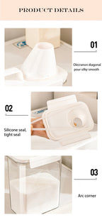 Boîte de rangement hermétique de 2 300 ml pour lessive en poudre, avec couvercle, pour céréales et eau de Javel, avec étiquettes