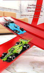 Flexible Rennstrecke Kinderspielzeug DIY Doppelspur Rennwagen Rampe Kompatibel 1/64 Autos Tragbarer Rolls Up Boy Weihnachtsgeschenk