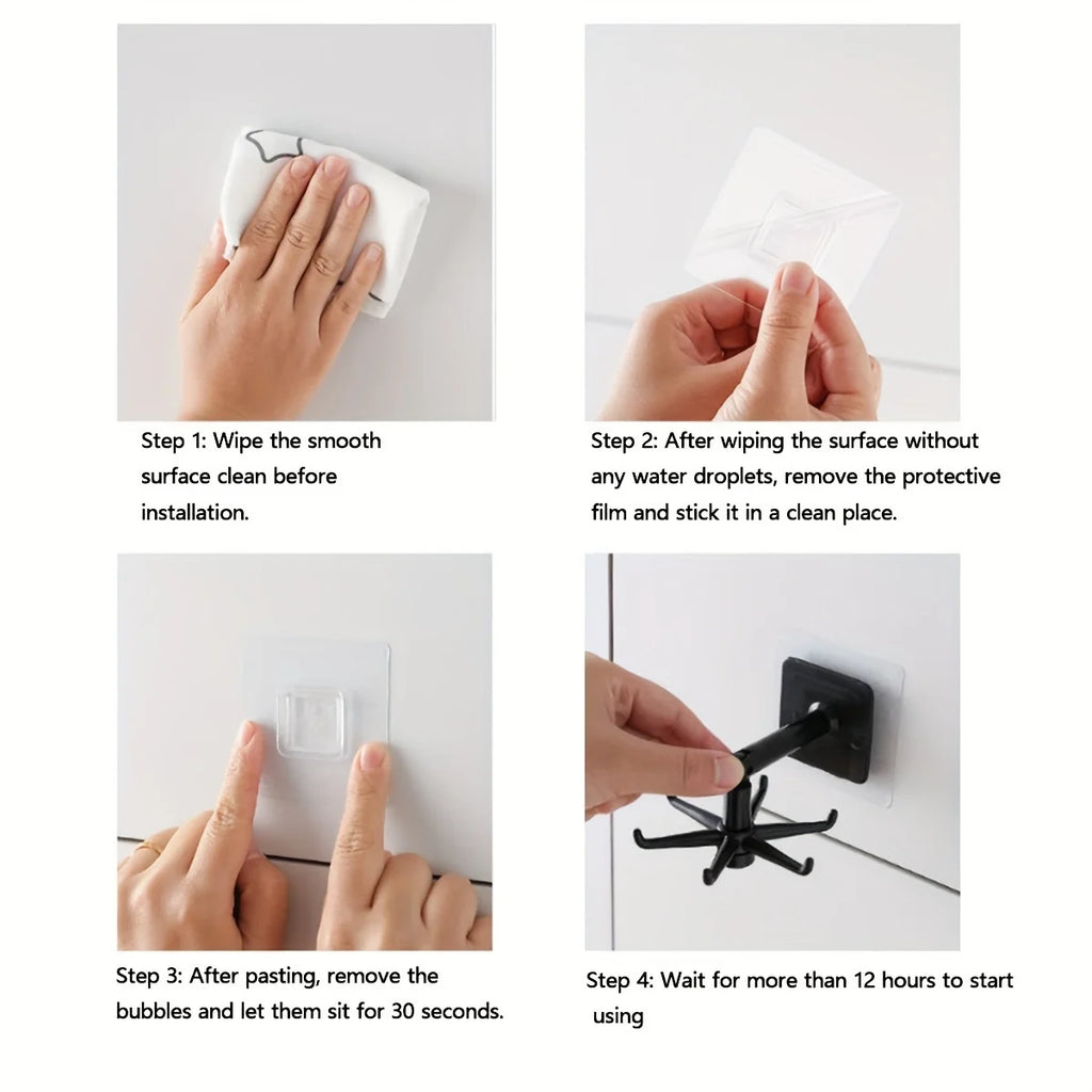 Multifunktional 360° °   Drehbarer Schmuck- und Küchen-Aufbewahrungshaken – an der Wand montierter Zubehör-Finisher, quadratisches Kunststoff-Design