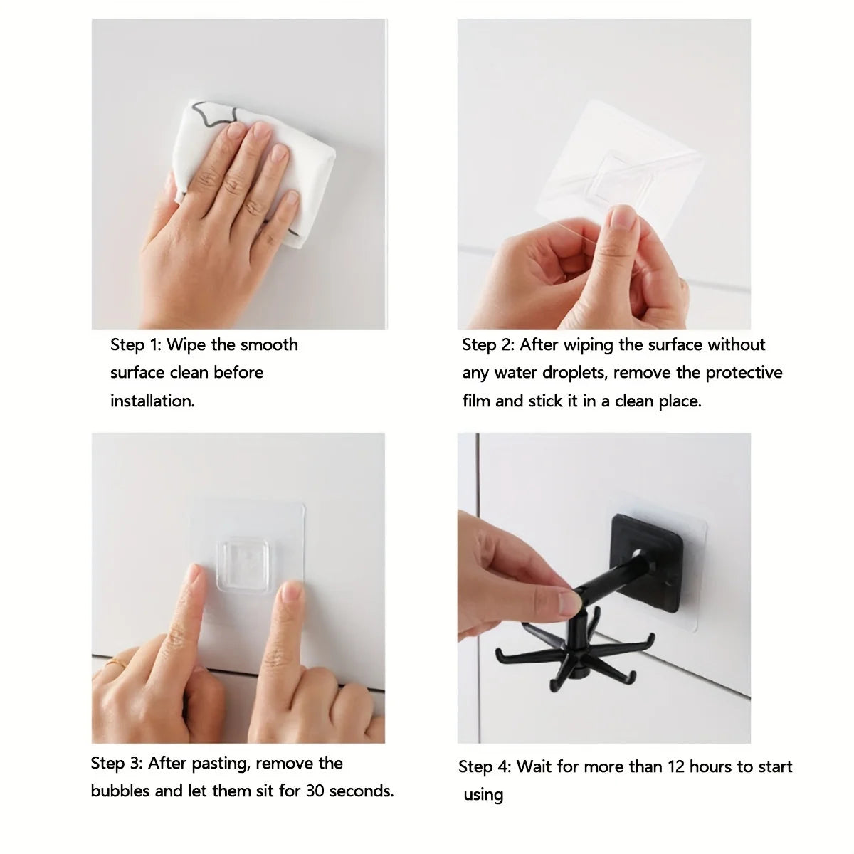 Multifunktional 360° °   Drehbarer Schmuck- und Küchen-Aufbewahrungshaken – an der Wand montierter Zubehör-Finisher, quadratisches Kunststoff-Design